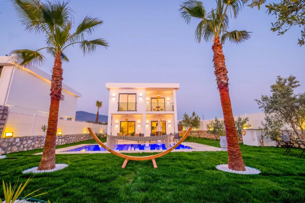 Luxury home with palm trees