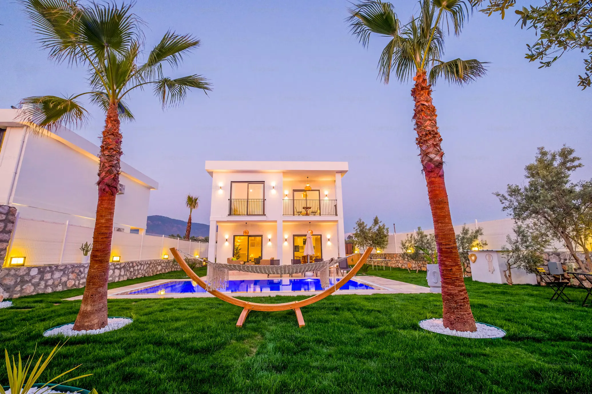 Luxury home with palm trees